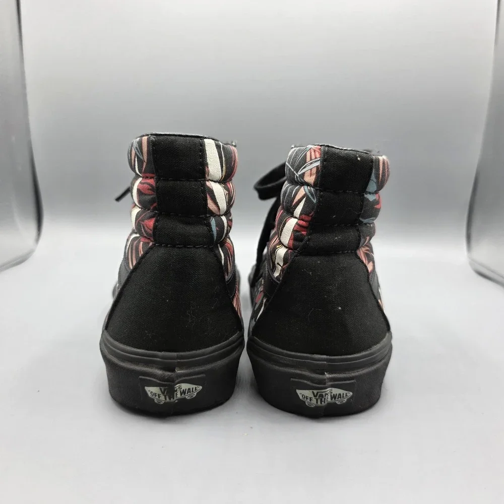 Vans Sk8-Hi Shoes Womens 8 Black Tropical Floral Old Skool‎ High Top Sneakers
